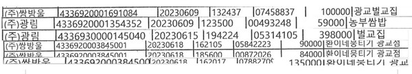 수원고법에 제출된 쌍방울 법인카드 내역. 2024.11.5. 탐사보도그룹 워치독