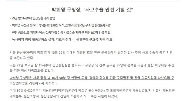 용산구청 홈페이지 갈무리