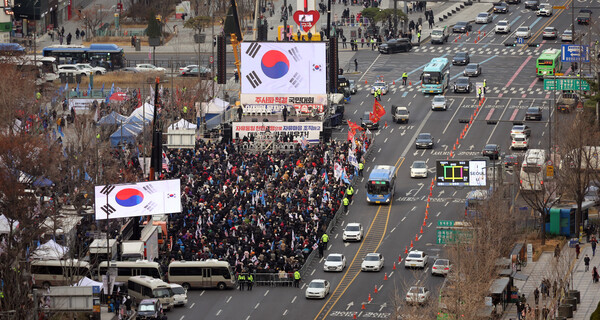 주말인 10일 오후 광화문 세종대로에서 보수단체가 주사파 척결 집회를 하고 있다. 2022.12.10. 연합뉴스