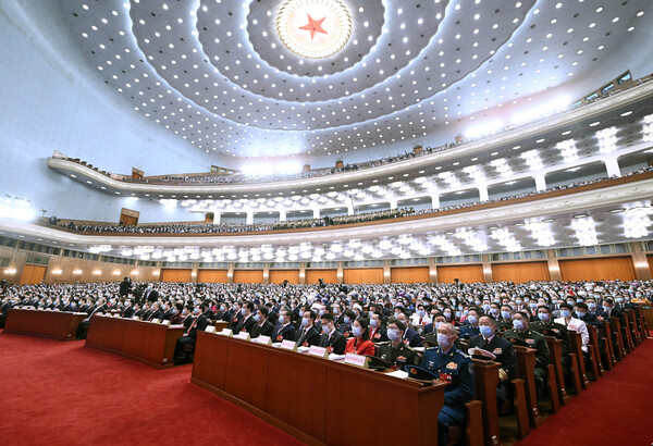 5일 중국 베이징 인민대회당에서 제14차 전국인민대표대회(전인대) 연례회의 개회식이 열리고 있다. 중국 최고 입법기관인 전인대 연례회의는 13일까지 9일 동안 열린다. 2023.03.05 연합뉴스