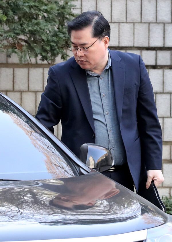 유동규 전 성남도시개발공사 본부장이 15일 오전 서울중앙지방법원에서 열린 대장동 개발 배임 의혹 공판에 출석하고 있다. 2023.3.15. 연합뉴스