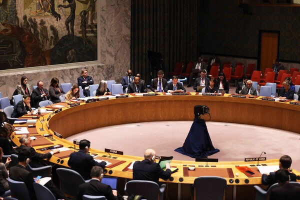 2월 20일 열린 북한 탄도미사일 관련 유엔 안보리 회의. 2023. 2. 20. AFP/게티이미지 연합뉴스 