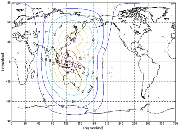 일본은 4개의 인공위성으로 지역 위성항법체계 '미치비키'를 구축하고 있다.  미사일의 정확도를 더해주는 '미치비키'는 그 서비스 영역으로 일본 전역, 제7광구, 동중국해, 남중국해를 넘어 중동을 제외한 아시아 지역과 대양주 지역까지 포함하고 있다. 출처 : 일 내각부 홈페이지