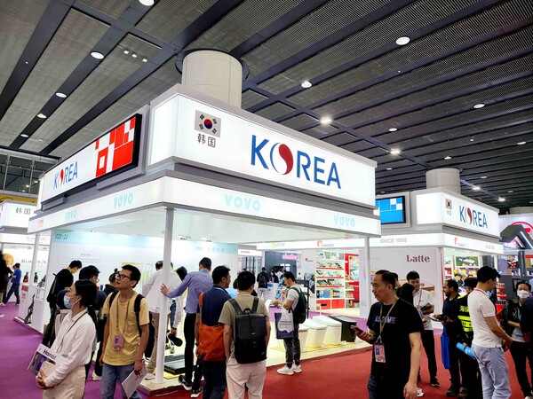 지난 19일까지 중국 광저우에서 열렸던 제133회 '중국 춘계 수출입상품 교역회'에 설치된 한국관 전경. 2023.4.17. 연합뉴스