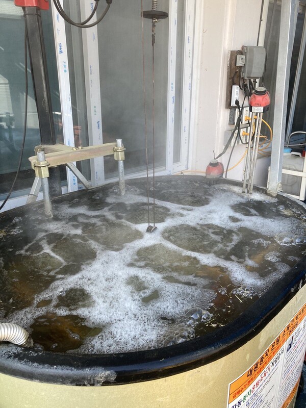 농업기술센터의 온탕소독기.