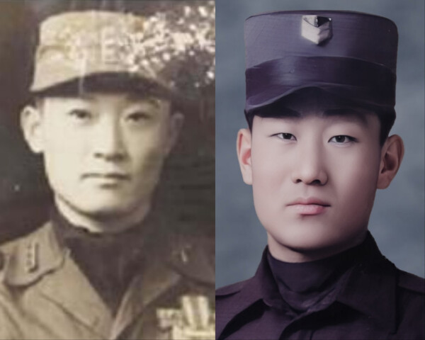 고(故) 김한준 대위 사진. 오른쪽이 국가보훈처가 AI로 합성해 논란이 된 사진. 모자에 계급장이 하사 계급이다. 2023.5.12. 특수지상작전연구회 문형철 연구원 제공