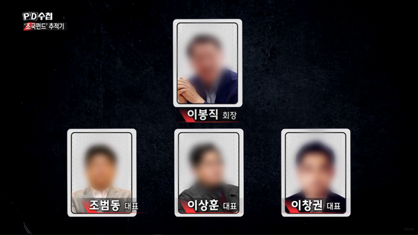 코링크PE의 네 주역, 이봉직 회장과 조범동 대표/이상훈 대표/이창권 대표 (MBC PD수첩)
