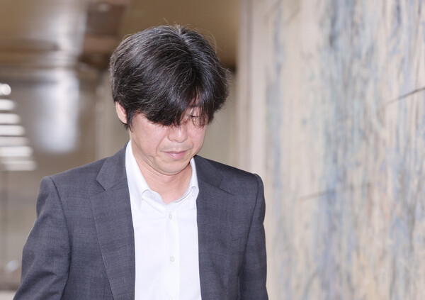 남욱 변호사가 1일 오전 서울중앙지방법원에서 열린 김용 전 민주연구원 부원장의 불법 대선자금 수수 관련 1심 속행공판에 출석하고 있다. 2023.6.1. 연합뉴스