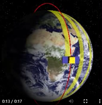 극궤도를 돌면서 지구 위를 감시하는 정찰위성의 이미지. 위키미디어 커먼스 동영상 캡처