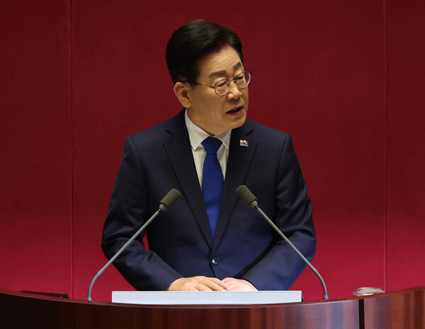 민주당 이재명 대표가 19일 국회에서 교섭단체 대표연설을 하고 있다. 2023.6.19. 연합뉴스