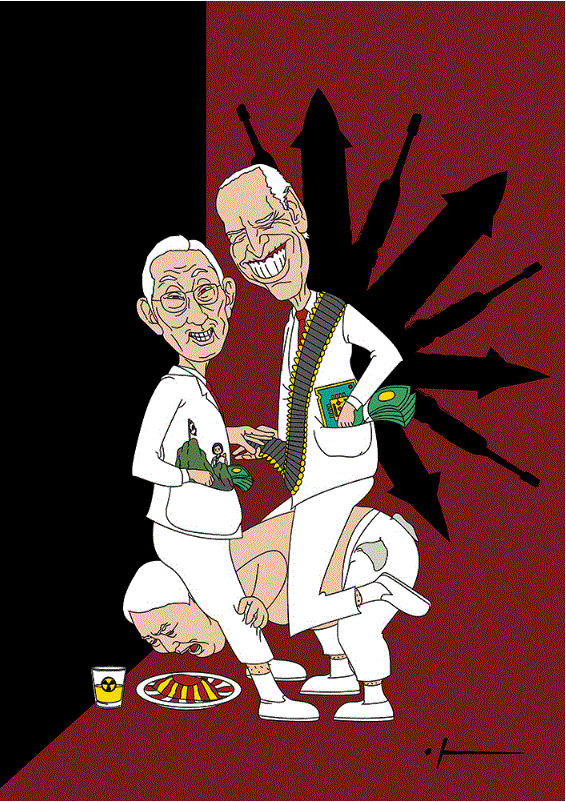 ‘한미일 삼각체제의 말뚝박기 놀이’ (조아진 작)