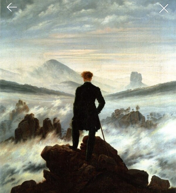 다비드 프리드리히 카스퍼 '안개바다 위의 방랑자'.