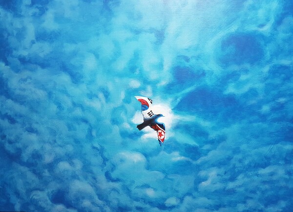 ‘두 날개로 통일을 날다’ (이구영 작) ▲작가의 말 “남북의 이념을 넘어선 평화통일의 길은 서로 화합하고 다름을 인정하며 함께할 수 있는 방법을 찾는 것에서 부터 시작되는 것입니다.”