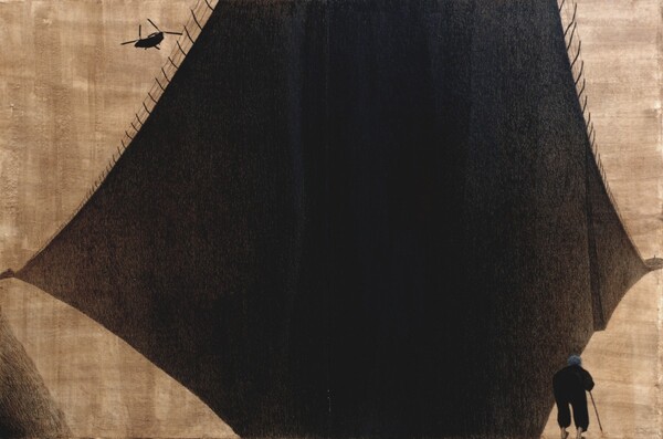 ‘불멸의 장벽’ (박충의 작) ▲작가의 말 “백령도 해안선을 따라 걷다보면 북쪽 바다를 막고 있는 거대한 규모의 콘크리트 장벽을 만난다. 동서독을 갈라놓았던 베를린 장벽보다 거대하고 이스라엘에 의해 세워진 팔레스타인 자치구의 거대한 장벽에서 느끼는 감정보다 더 아프게 다가온다. 북쪽 바다를 견고하게 차단하고 있는 이 ‘불멸의 장벽’은 그 기세로 보아 쉽게 무너지지 않을 미래의 불길한 장막이다.”