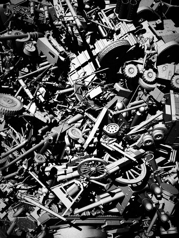 ‘고철’ (이인철 작) ▲작가의 말 “녹일 필요도 없다. 고철로 팔아 떡을 치자.”