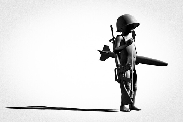 ‘boy’ (이인철 작) ▲작가의 말 “서구 산업사회 초기에 아이들이 공장 노동자로 짐승같이 일하는 가슴 아픈 사진들을 본 적이 있습니다. 노동착취의 상징이겠지요. 지금도 지구 어느 구석에선 여전히 아이들이 그러고 있을 것이고. 전쟁도 마찬가지. 싸울 인력도 돈도 없는데 전쟁은 해야 되니까 철부지 아이들이 투사가 되는 나라가 있기도 합니다. 10년도 더 된 그때, 이스라엘과 팔레스타인과의 전쟁에서 이스라엘 X들이 아이들을 동원해 포탄에 소원인지 메시지인지를 잔뜩 쓴 걸 언론에 공개 한 적이 있지요. 뭐라뭐라 썼는데 내용은 문자가 서로 사맛디 않아서 모르겠으나 뭐, 평화의 메시지는 아니겠지요.” 