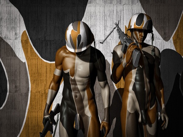 ‘Army’ (이인철 작) ▲작가의 말 “볼 일 다 본 늙은 것들이 총질을 부추긴다. 총 잡을 일이 있으면 너희가 총을 잡아야지. 사랑도 해야하고, 꿈 많은 젊은 분들이 왜 전쟁터에 나가야 하나. 젊은이의 뜨거운 피는 존중받아야 한다.”