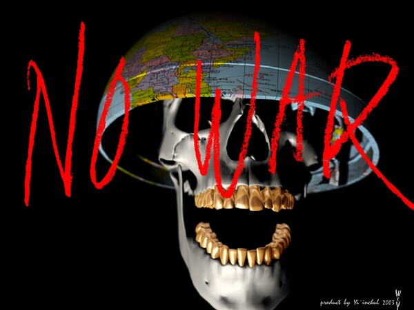 ‘No war’ (이인철 작) ▲작가의 말 “칭기스칸, 나폴레옹 같이 쓸데없는 전쟁을 일삼는 놈들이 영웅이 되고 위인이 되는 짓거리는 그만해야한다. 제국건설을 꿈꾸는 놈을 박살낸 디펜스 챔피언 이순신 장군 같은 분들만 존경 받아야 마땅하다.”