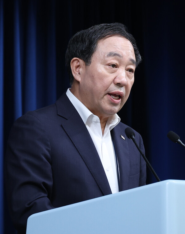 강승규 대통령실 시민사회수석이 26일 서울 용산 대통령실 청사에서 집회·시위 제도개선 국민참여토론 결과 관련 브리핑을 하고 있다. 2023.7.26. 연합뉴스