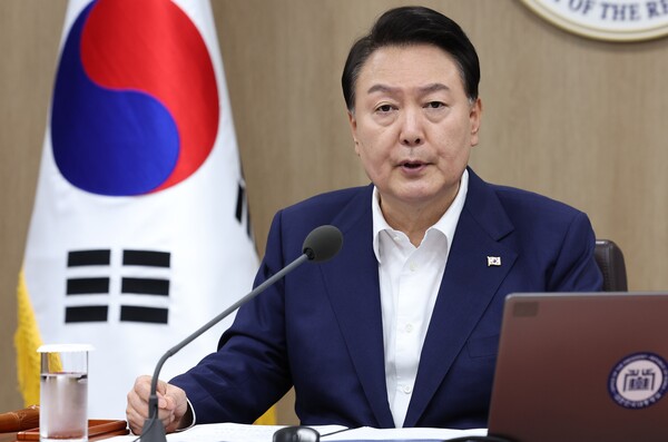 윤석열 대통령이 1일 서울 용산 대통령실 청사에서 열린 국무회의에서 발언하고 있다. 2023.8.1. 연합뉴스