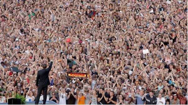 2008년 7월, 오바마의 베를린 연설 집회.