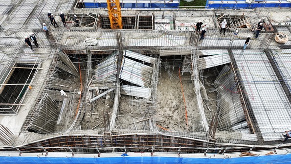 9일 붕괴 사고가 발생해 2명이 사망한 경기도 안성시 옥산동의 한 신축 공사장 모습.2023.8.9. 연합뉴스