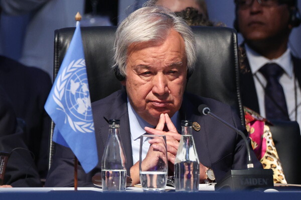 안토니오 구테흐스 유엔 사무총장이 24일 남아공 요하네스버그에서 열린 브릭스-아프리카 확대회의 및 브릭스 플러스 세션에 참석하고 있다. 2023.8.24. TASS 연합뉴스 