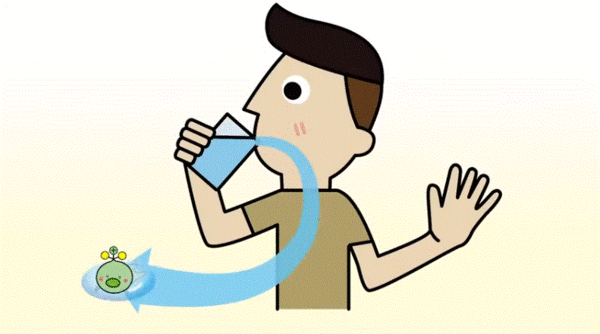 삼중수소가 인체에 들어와도 배출된다며 안전성을 강조한 일본 부흥청의 홍보 영상.