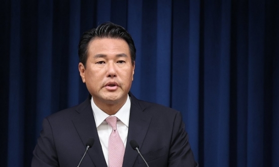 김태효 국가안보실 제1차장이 지난달 31일 서울 용산 대통령실 청사에서 윤석열 대통령의 인도네시아, 인도 순방 관련 브리핑을 하고 있다. 2023.8.31 연합뉴스