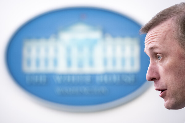 제이크 설리번 미국 국가안보보좌관이 지난 4월 24일 백악관 언론브리핑에서 기자들의 질문에 답하고 있다. 2023.4.24. AP 연합뉴스 