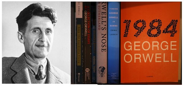 영국 소설가 조지 오웰(왼쪽)과 그의 작품들. 연합뉴스 자료사진 합성