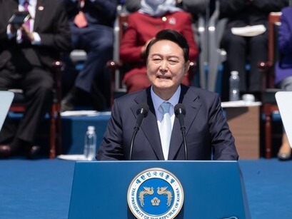 윤석열 대통령이 10일 오전 국회에서 열린 제20대 대통령 취임식에서 취임사를 하고 있다. 2022.5.10 [국회사진기자단] 연합뉴스