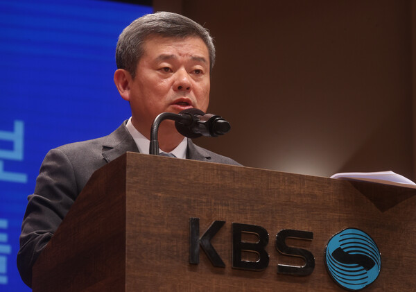 박민 KBS 사장이 14일 서울 여의도 KBS아트홀에서 열린 대국민 기자회견에서 발언하고 있다. 2023.11.14. 연합뉴스