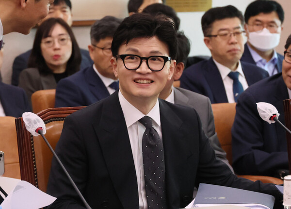 한동훈 법무부 장관이 2일 국회에서 열린 법제사법위원회 전체회의에 참석하고 있다. 2023.11.2. 연합뉴스