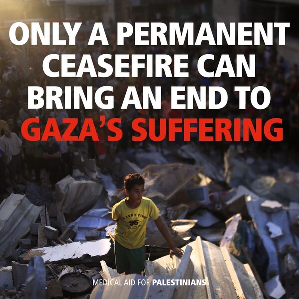 일시적 전투 중단은 충분하지 않고 영구적 휴전이 필요하다고 주장하는 반전 단체의 선전물