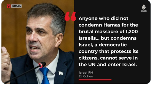 엘리 코헨 이스라엘 외교장관이 6일 엑스 계정에 올린 글. 
