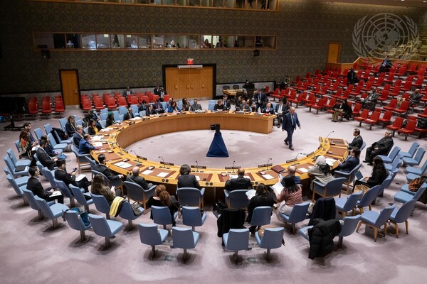 19일(현지 시간) 오후 뉴욕 유엔본부에서 미국의 요구로 소집된 북한의 대륙간탄도미사일(ICBM) 발사 대응을 위한 유엔 안전보장이사회 회의가 진행되고 있다. 2023. 12. 19 [안보리 제공] 시민언론 민들레