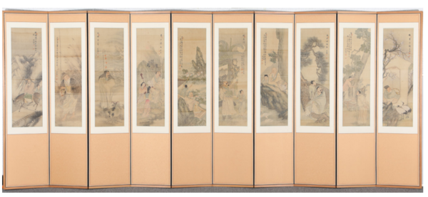 한유동 작가의 고사 인물도 병풍(1947). 월전미술문화재단