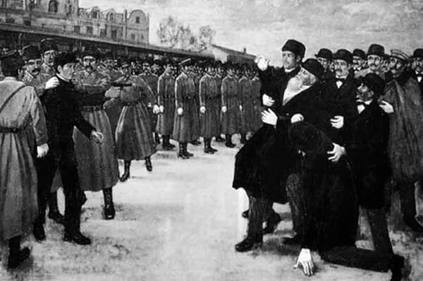 안중근 의사가 이토 히로부미를 저격하는 장면을 다룬 민족기록화. 나무위키