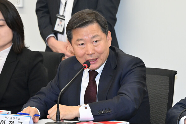 16일 국민의힘 여의도 당사에서 열린 공천관리위원회 1차 회의에서 이철규 위원이 발언하고 있다. 2024.1.16 [공동취재] 연합뉴스