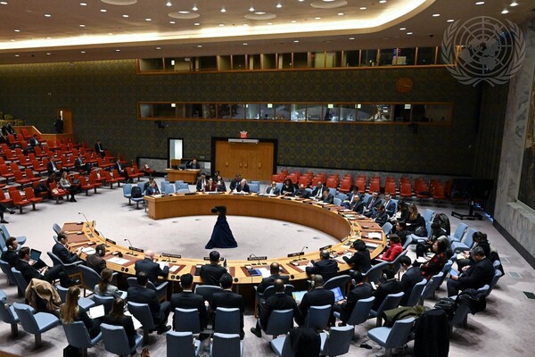 5일 뉴욕 유엔본부에서 미국의 시리아, 이라크 공습과 관련해 러시아가 소집한 안보리 긴급회의가 열리고 있다. 2024. 02. 05 [유엔 제공] 시민언론 민들레