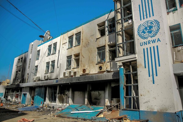 가자지구 가자시티에 있는 유엔 팔레스타인 난민구호기구(UNRWA) 본부. 2024.02.22. [AFP=연합뉴스]