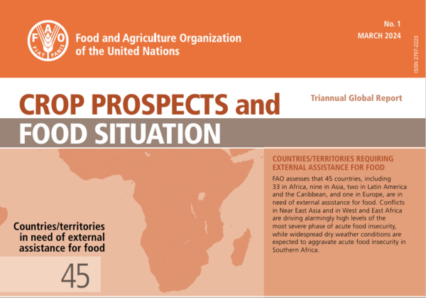 유엔 식량농업기구(FAO)의 올해 첫 '작황 전망 및 식량 상황' 보고서 표지. 2024.3.8. 