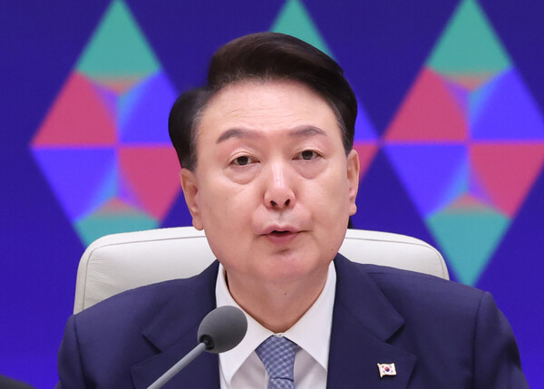 윤석열 대통령이 27일 청와대 영빈관에서 열린 제9차 한중일 정상회의에서 발언하고 있다. 2024.5.27 [대통령실통신사진기자단] 연합뉴스