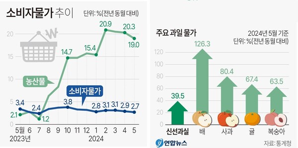 소비자물가 추이, 주요 과일 물가