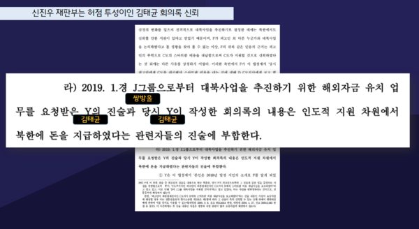 검찰에 제출된 김태균-김성태 회의록(위)과 이화영 전 경기부지사 판결문(아래)