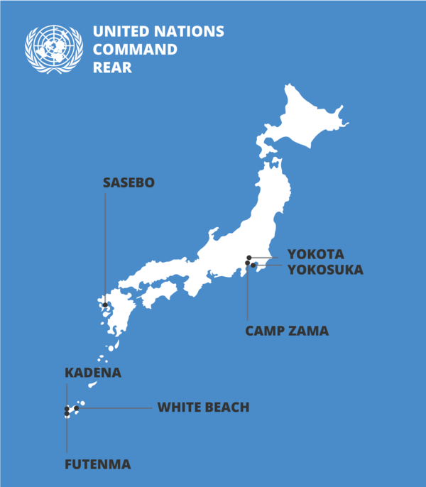 일본 주둔 유엔사 후방사령부(UNC-Rear) 산하 7개 후방 기지. [유엔사 홈페이지] 시민언론 민들레