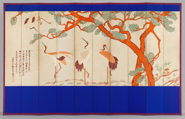 양기훈 그림을 모본으로 한 '자수 송학도'.