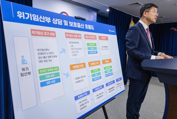 이기일 보건복지부 1차관이 6일 오후 서울 종로구 정부서울청사에서 이날 국회에서 통과된 위기 임신 및 보호 출산 지원과 아동 보호에 관한 특별법 관련 브리핑을 하고 있다. 2023.10.6. 연합뉴스