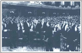 1897년 스위스 바젤에서 열린 1차 시오니스트 회의에 참석한 헤르츨. 이스라엘 정부
